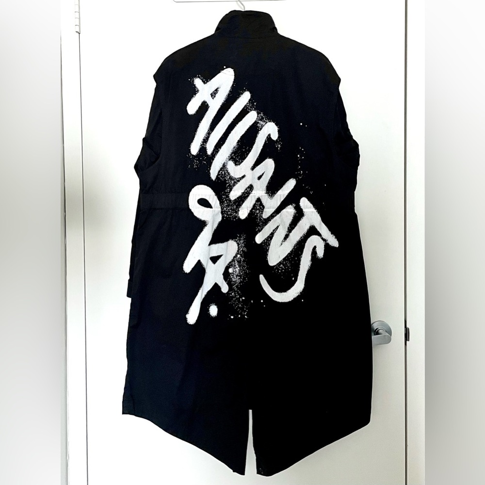 NWT AllSaints Black Utility Jacket Back Logo Graphic Print - Picture 4 of 13